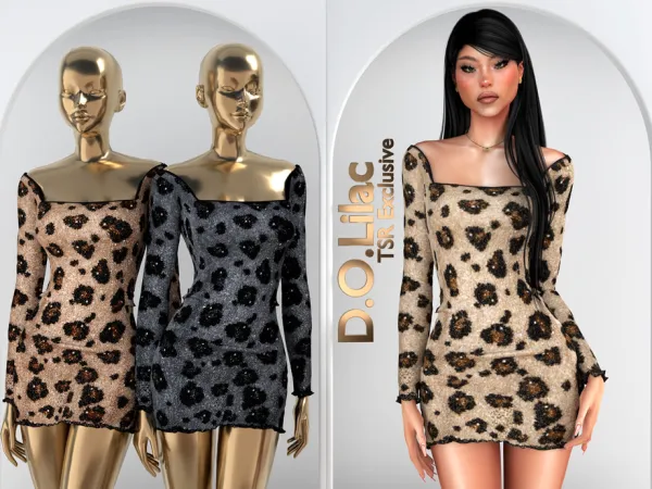 Alpha Embellished Sequin Mini Dress DO2089 by d-o-lilac - The Sims 4 Custom Content