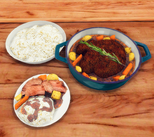 Alpha Pot Roast with White Rice by simsfinds - The Sims 4 Custom Content