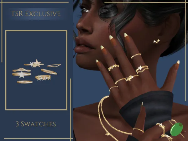 Alpha Star Cluster Rings Left Hand - The Sims 4 Custom Content