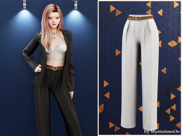 Alpha High waist trousers with tailored lines by thesimsresource - The Sims 4 Custom Content