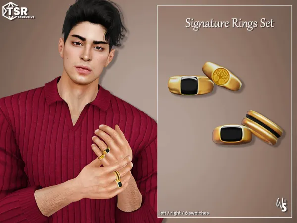 Alpha Signature Rings Set by thesimsresource - The Sims 4 Custom Content