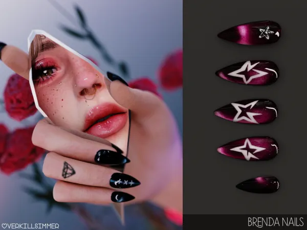 Alpha Brenda nails by overkillsimmer - The Sims 4 Custom Content