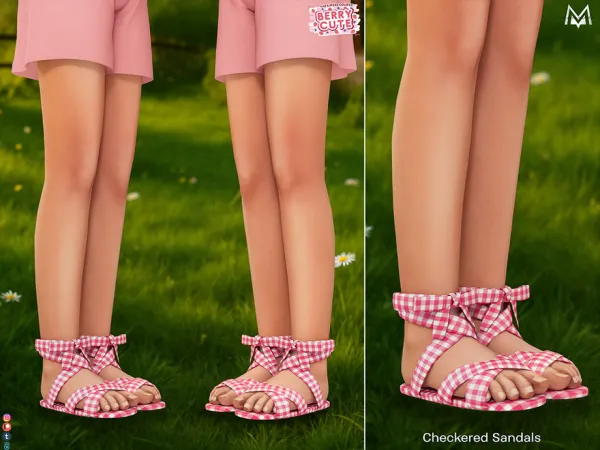 Mix Checkered Sandals S625 (Child) by thesimsresource - The Sims 4 Custom Content