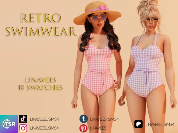Alpha CHARLI RETRO SWIMWEAR by thesimsresource - The Sims 4 Custom Content