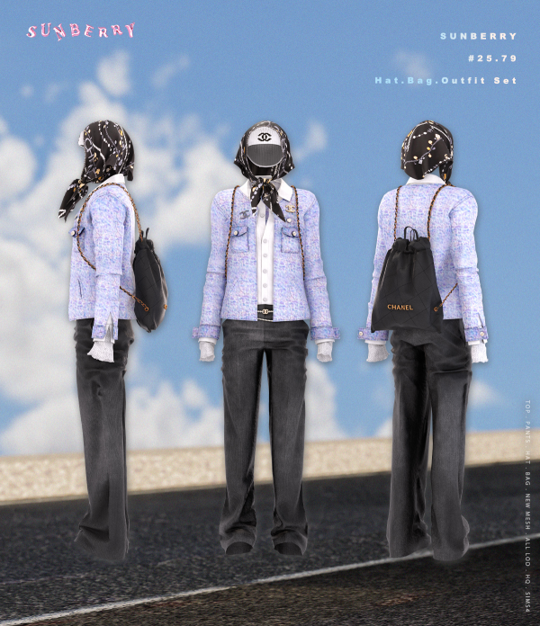 Alpha [SUNBERRY]2579_Male Hat Bag Outfit Set by simsfinds - The Sims 4 Custom Content