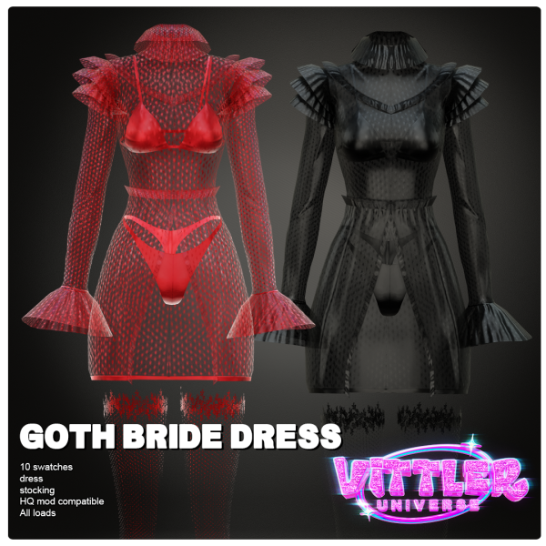 Alpha Goth Bride Dress by simsfinds - The Sims 4 custom content