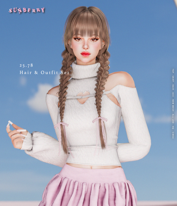 Alpha [SUNBERRY]2578_Hair by simsfinds - The Sims 4 Custom Content