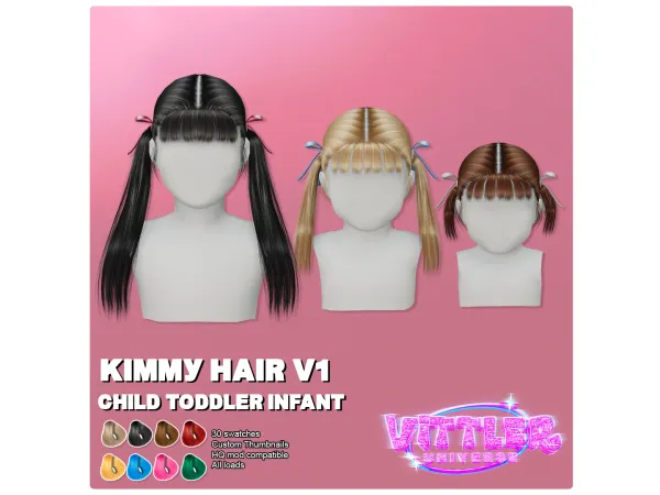 Kimmy Infant Toddler Child Hair V1 with ribbons By VittlerUniverse