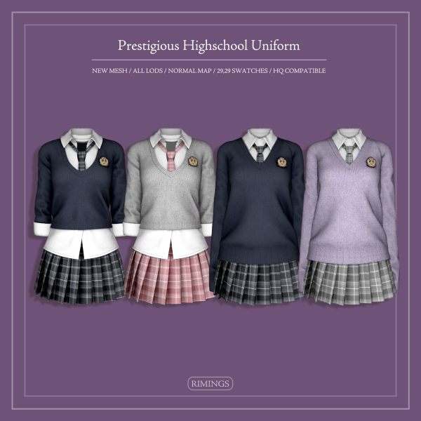 Alpha [RIMINGS] Prestigious Highschool Uniform by simsfinds - The Sims 4 custom content