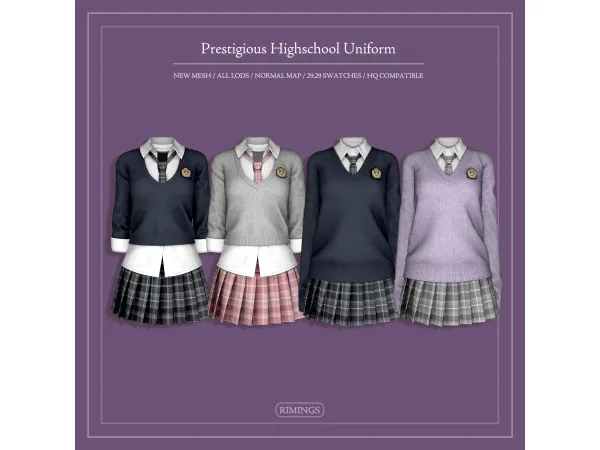 Alpha [RIMINGS] Prestigious Highschool Uniform - The Sims 4 custom content
