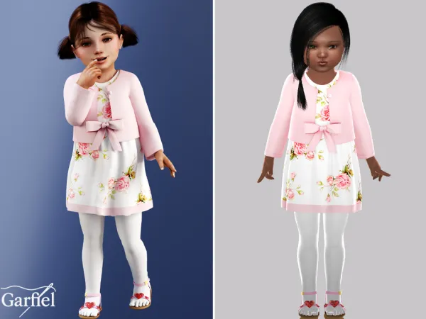 Alpha Toddler Floral dress with soft cardigan by Garfiel - The Sims 4 Custom Content