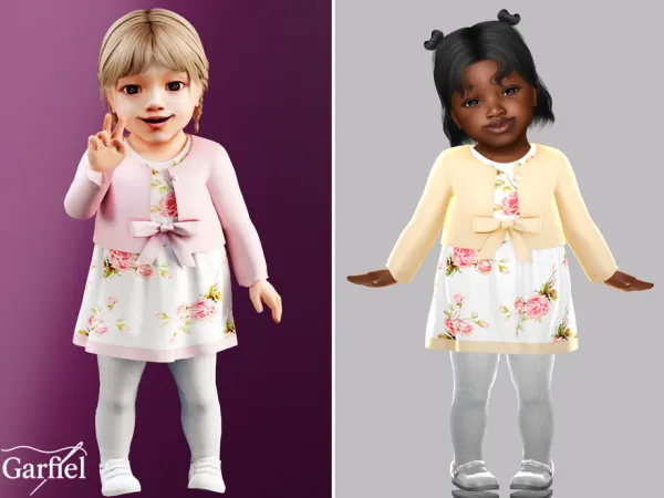 Alpha Infant Sweet floral dress with bow by thesimsresource - The Sims 4 Custom Content