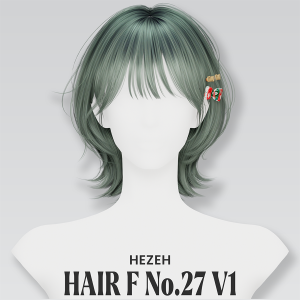 Alpha [Hezeh]FHair_No27 V1 by hezeh - The Sims 4 Custom Content