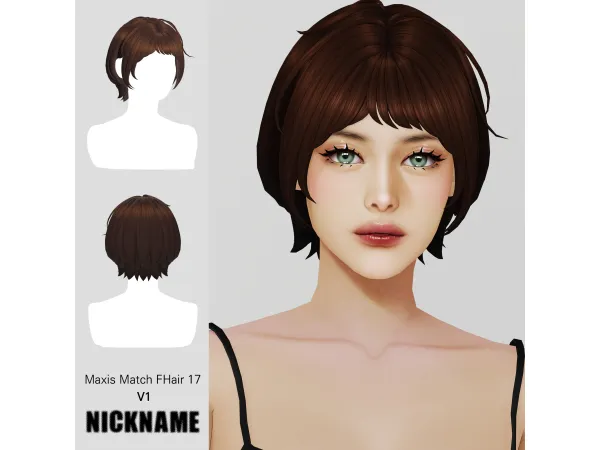 Maxis Match FHair 017 V1 by nickname_sims4 - The Sims 4 Custom Content