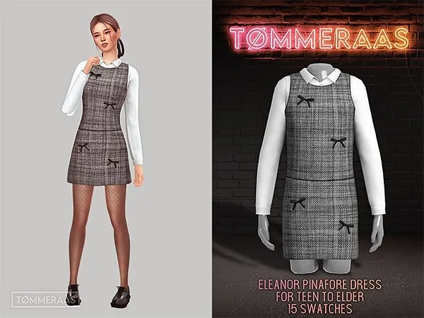 Alpha TØMMERAAS Eleanor Pinafore Dress for Women by tommeraas - The Sims 4 custom content