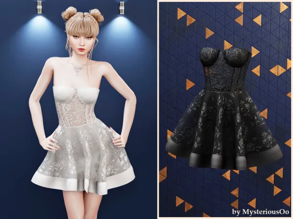 Alpha Lace corset flare dress by thesimsresource - The Sims 4 Custom Content