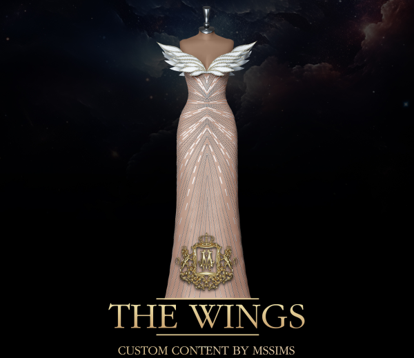 Alpha THE WINGS GOWN by simsfinds - The Sims 4 Custom Content
