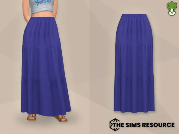 Maxis Match Modest Wear High Waist Tiered Maxi Skirt by kapakijo - The Sims 4 Custom Content