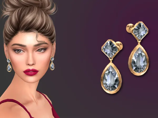 Alpha Siena Drop Crystal Earrings - The Sims 4 Custom Content