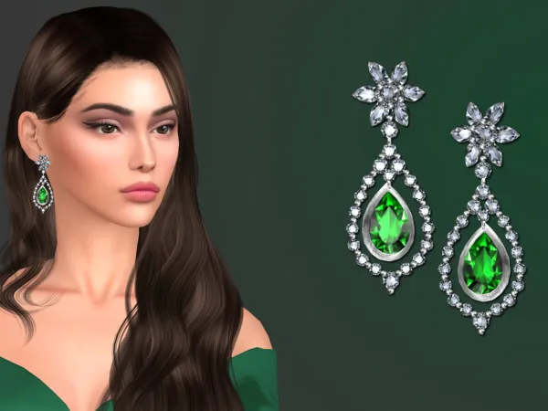 Alpha Siena Accented Crystal Earrings - The Sims 4 Custom Content