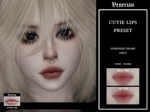 Mix Cutie Lips Preset by Venerian - The Sims 4 Custom Content