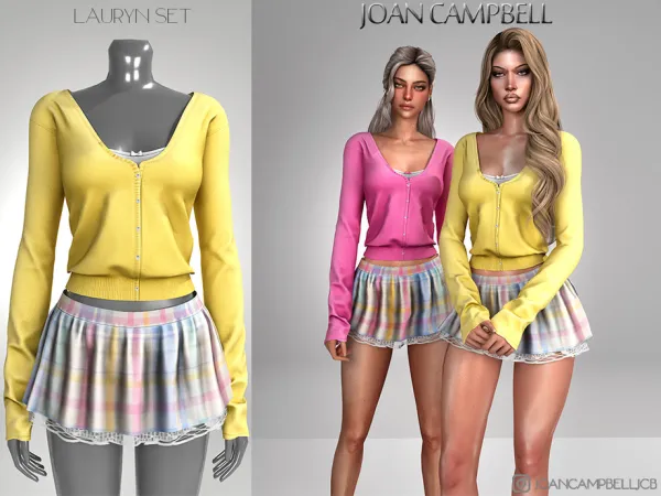 Alpha LAURYN CARDIGAN AND SKIRT SET by Joan_Campbell_Beauty_ - The Sims 4 custom content