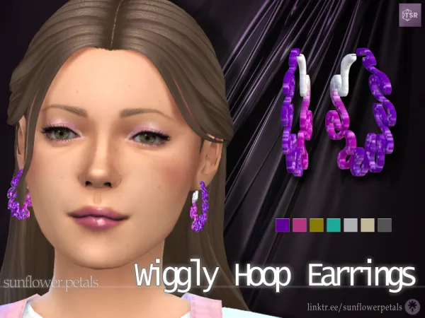 Mix Wiggly Hoop Earrings by sunflowerpetals - The Sims 4 Custom Content