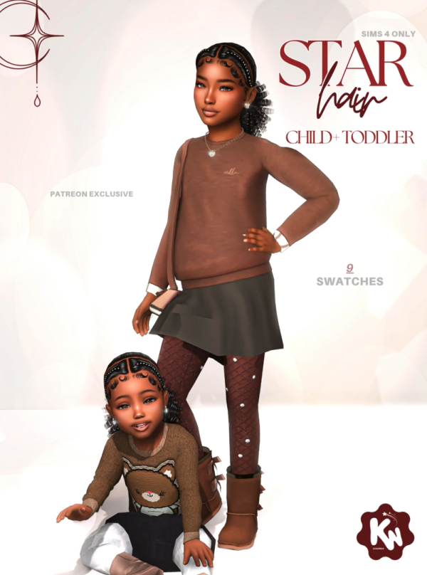 Alpha 𝐒𝐓𝐀𝐑 𝐇𝐀𝐈𝐑 CHILD + TODDLER VERSION by simsfinds - The Sims 4 custom content