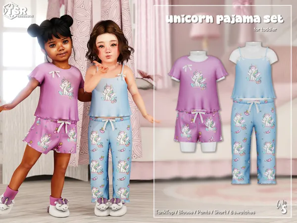 Alpha Unicorn Pajama Set (toddler) by thesimsresource - The Sims 4 Custom Content