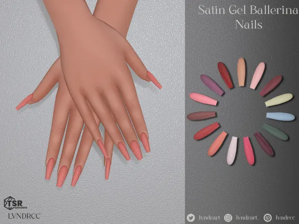 Alpha Satin Gel Ballerina Nails by lvndrcc - The Sims 4 Custom Content