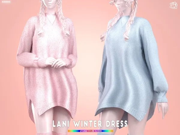 Mix Blair Winter Dress Bluerosesims by bluerose-sims - The Sims 4 Custom Content