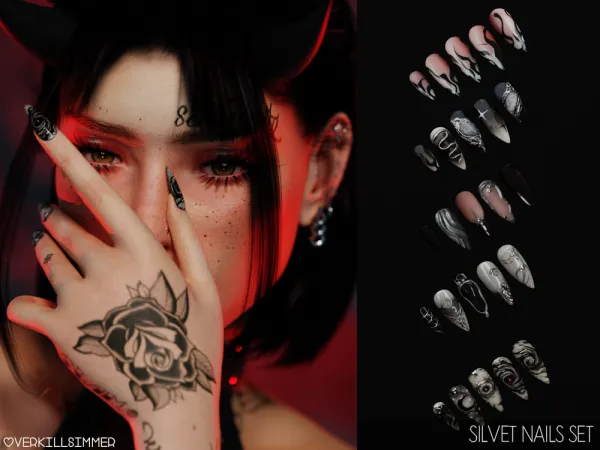 Alpha Silvet nails set by overkillsimmer - The Sims 4 Custom Content