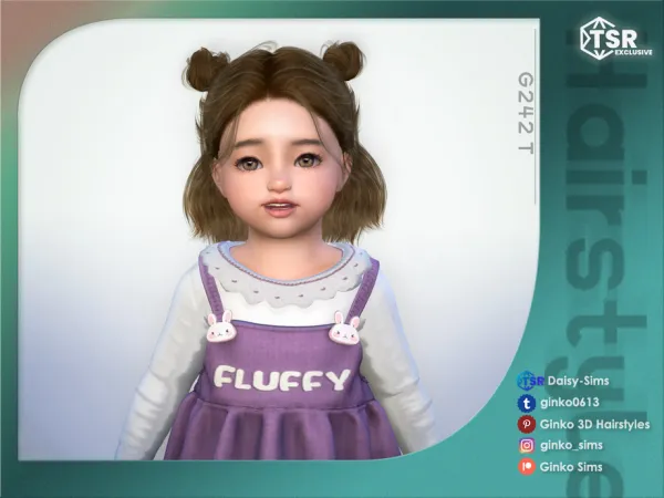 Alpha Half Up Bun Hair for Toddlers Ginko 242T Sims by thesimsresource - The Sims 4 Custom Content