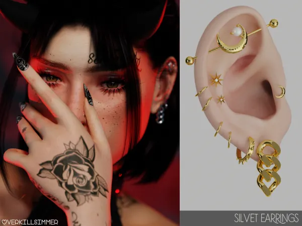Alpha Silvet earrings - The Sims 4 custom content