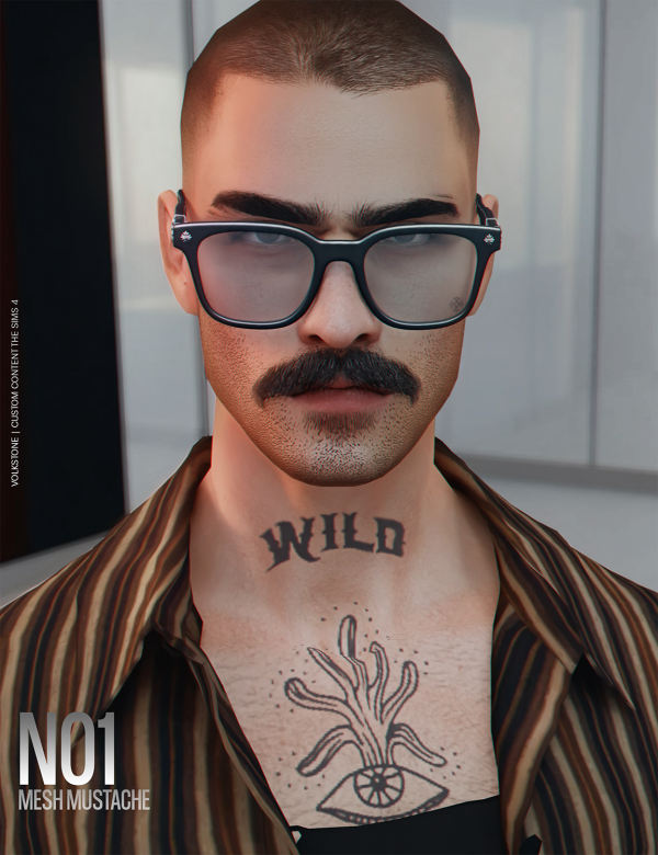 Alpha Mesh Mustache N01 Pack Ginger (FREE) by volkstonesims - The Sims 4 Custom Content