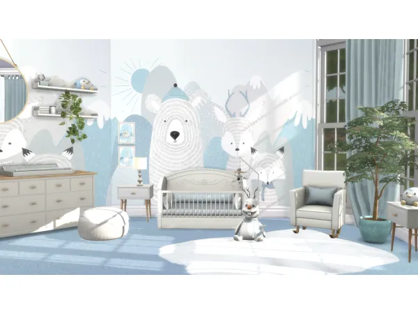 Mix Winter Wonderland Nursery Wallpaper by philo - The Sims 4 Custom Content