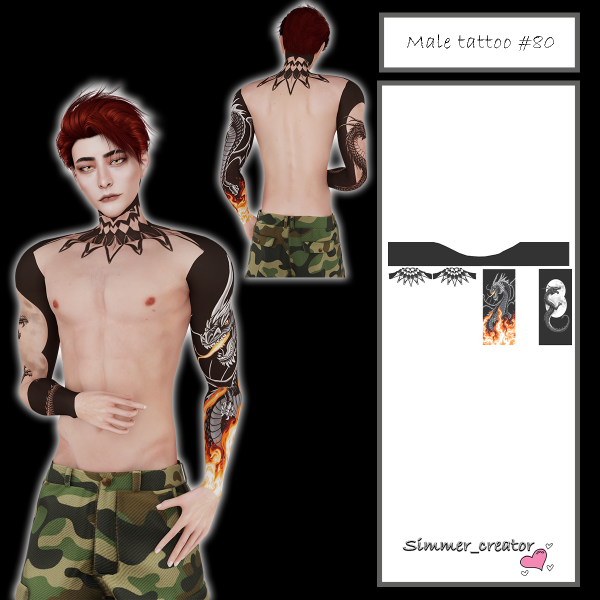 Alpha Male tattoo 80 by simmer_creator - The Sims 4 Custom Content