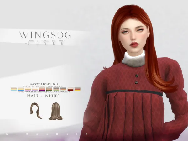 Alpha WINGS NL0101 Smooth long hair by thesimsresource - The Sims 4 Custom Content
