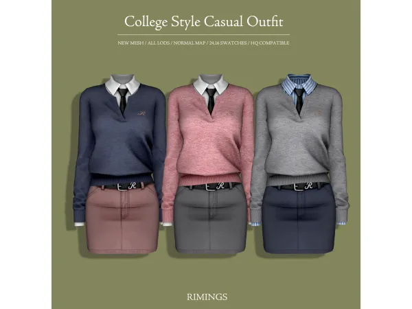 Alpha [RIMINGS] College Style Casual Outfit - The Sims 4 Custom Content