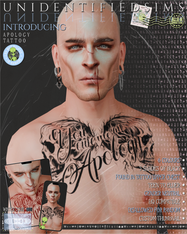 Mix Apology Tattoo by unidentifiedsims - The Sims 4 Custom Content