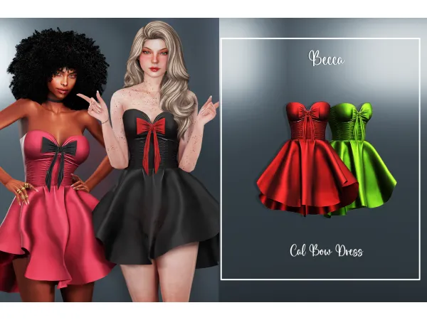 Alpha Calm Bow Dress by beccaxcouquetts - The Sims 4 Custom Content