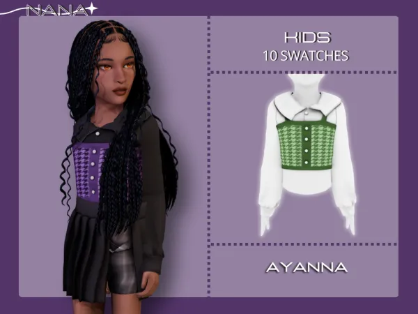Maxis Match 7NANA (Ayanna) Button Down Shirt w. Top by 7nana - The Sims 4 custom content