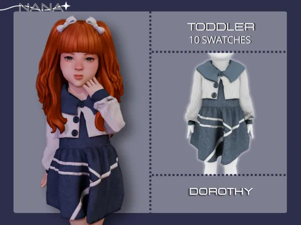 Maxis Match 7NANA (Dorothy) Jeans Dress w Wool Sweater - The Sims 4 Custom Content