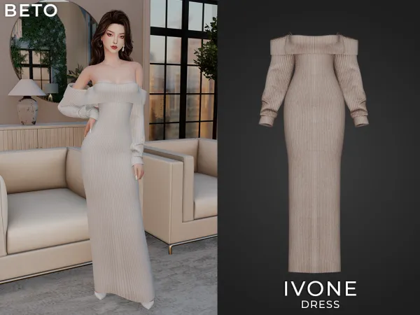 Alpha Ivone (Dress) by Beto_ae0 - The Sims 4 Custom Content