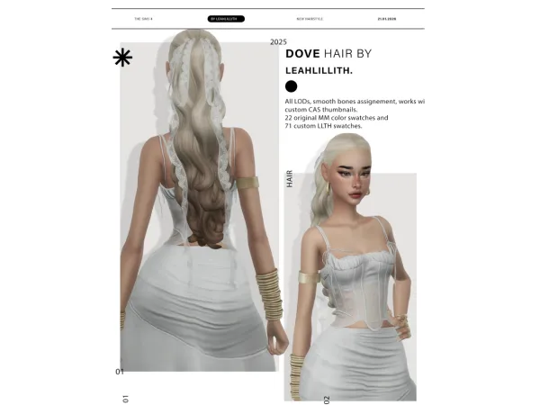 Maxis Match Dove Hairstyle + Ribbon Accessory by leahlillith - The Sims 4 custom content