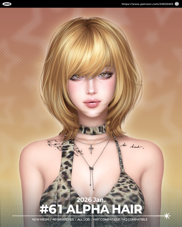Alpha [JINO] HAIR N61 by simsfinds - The Sims 4 Custom Content