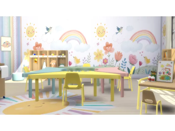 Maxis Match Kinder Garden Wallpaper by philo - The Sims 4 Custom Content