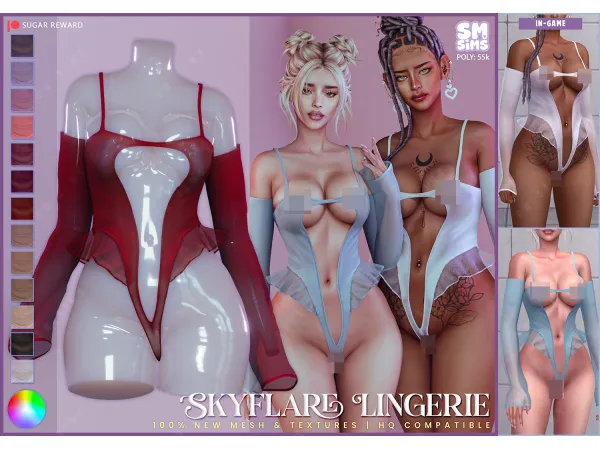 Alpha SUGAR Skyflare Lingerie by simsfinds - The Sims 4 Custom Content