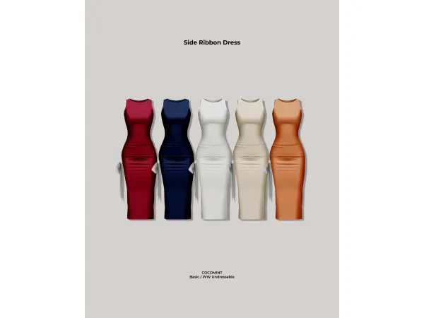 Alpha [cocomint] Side Ribbon Dress - The Sims 4 Custom Content