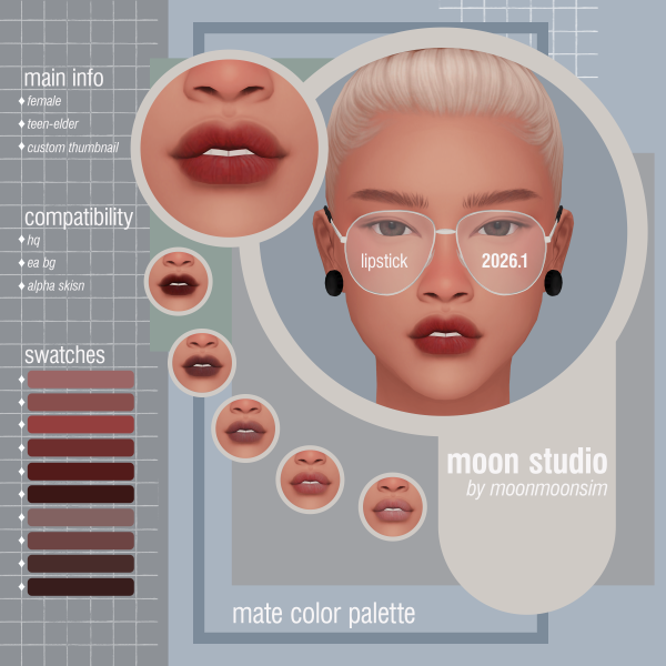 Mix lipstik 20261 by moonmoonsim - The Sims 4 Custom Content